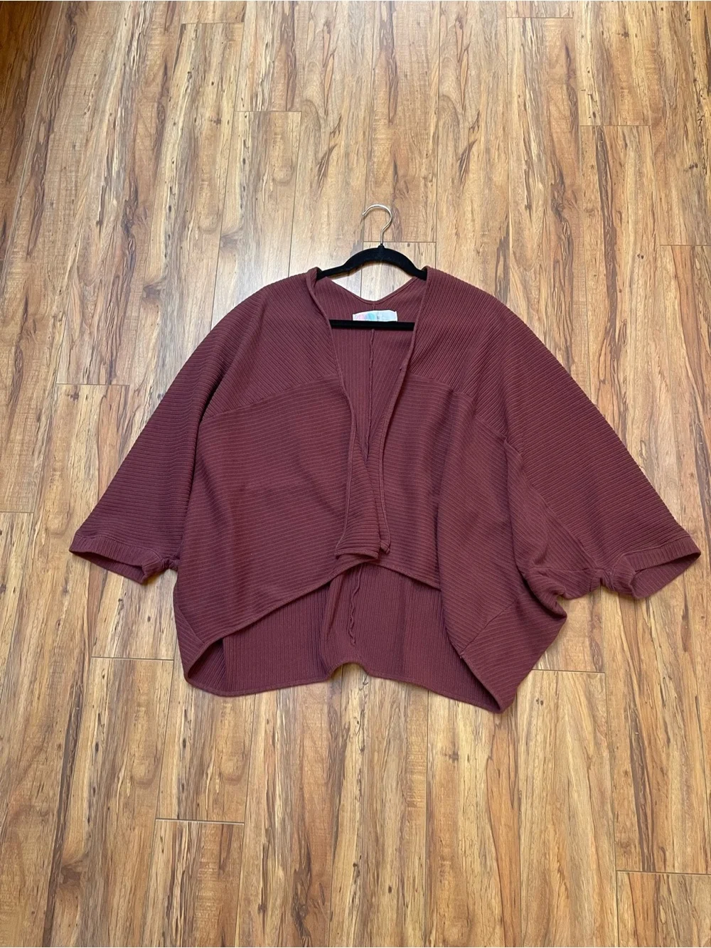 Free People FP Beach Ribbed Cocoon Cardigan Burgundy Size XS/S